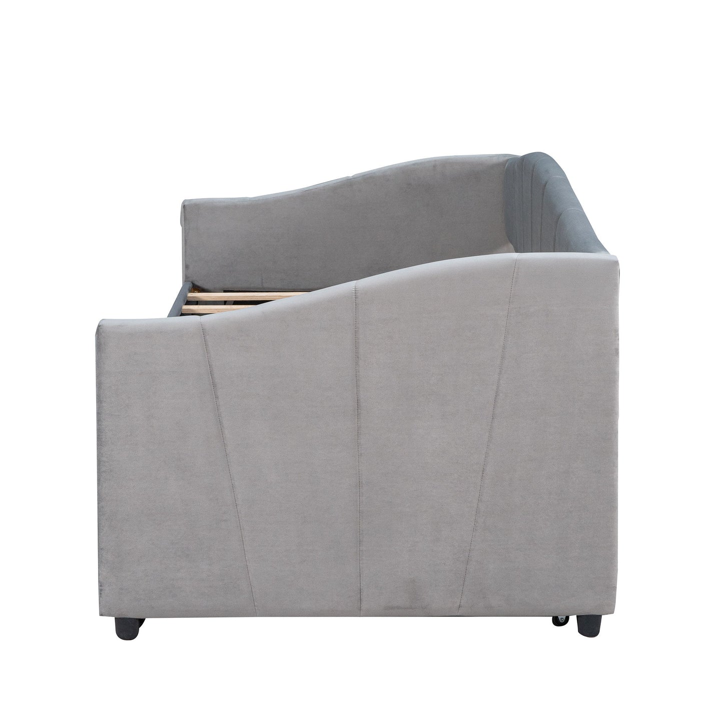 Upholstered Daybed Sofa Bed With Trundle Bed And Wood Slat - The Sleep Loft - Online Mattress Showroom NYC
