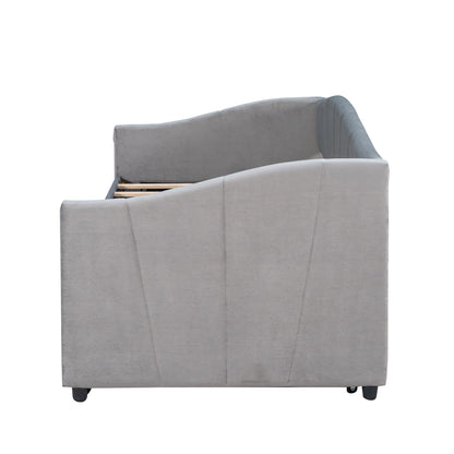 Upholstered Daybed Sofa Bed With Trundle Bed And Wood Slat - The Sleep Loft - Online Mattress Showroom NYC