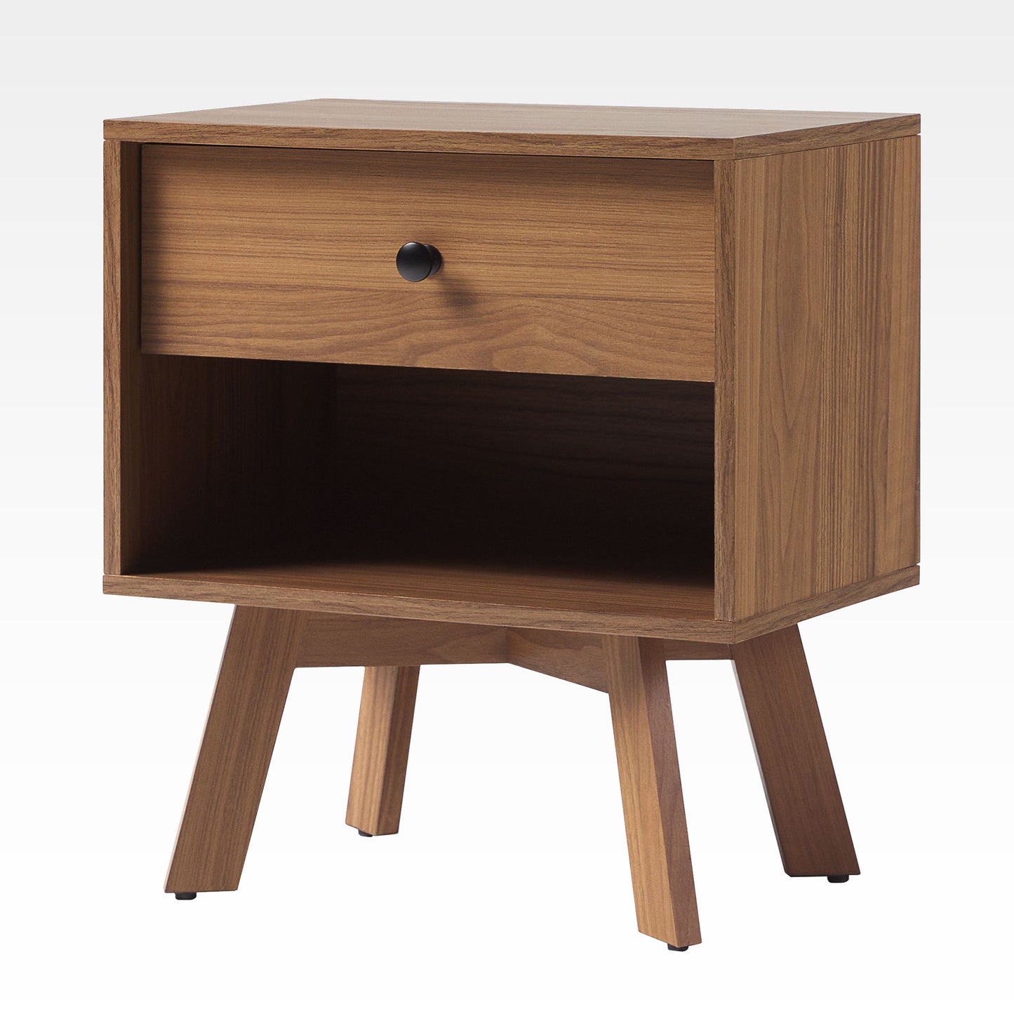 Mid-Century Modern Minimalist 1 Drawer Nightstand - The Sleep Loft - Online Mattress Showroom NYC