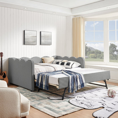 Gingham Daybed With USB Charging Port, Wave-Shaped Design - The Sleep Loft - Online Mattress Showroom NYC