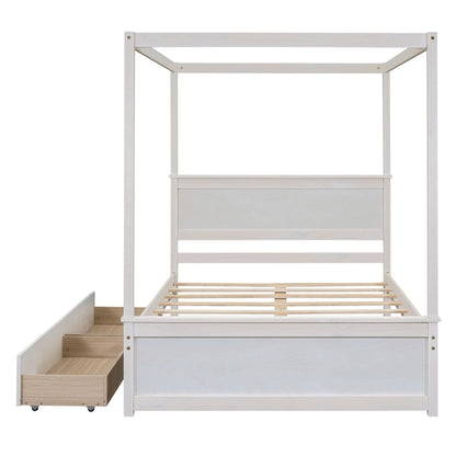 Canopy Platform Bed With Drawers, Support Slats, No Box Spring Needed - The Sleep Loft - Online Mattress Showroom NYC