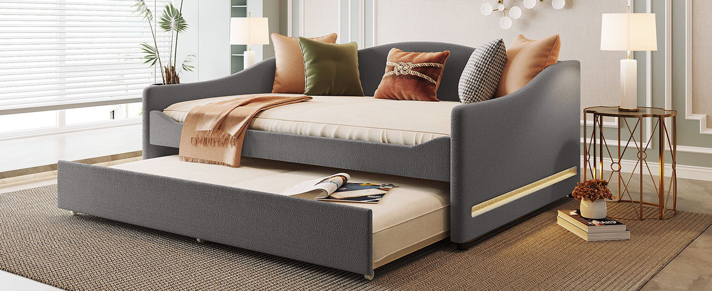 Upholstered Daybed With Light And Trundle - The Sleep Loft - Online Mattress Showroom NYC