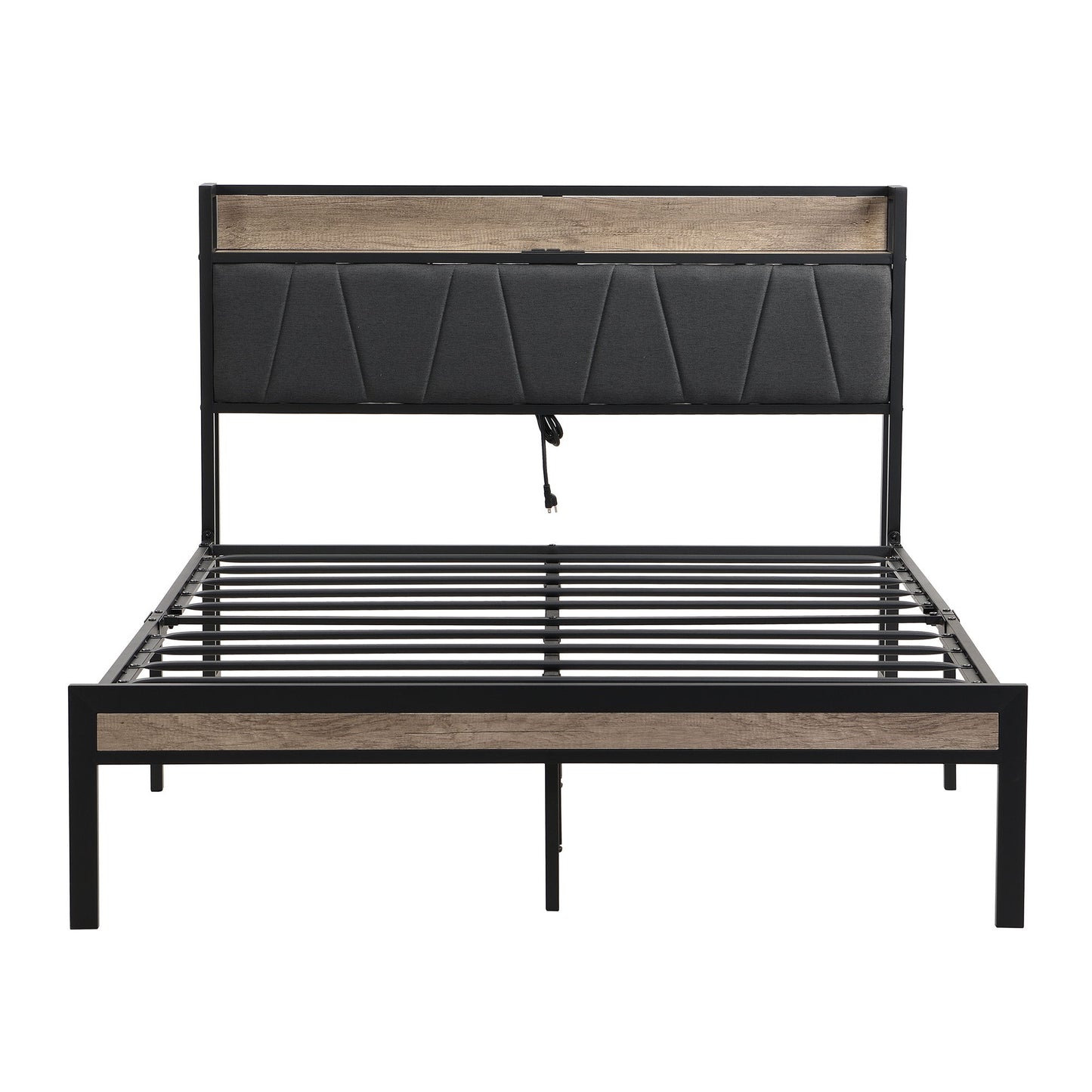 Modern Bed Frame With LED Lights, Upholstered Headboard, USB Charging - The Sleep Loft - Online Mattress Showroom NYC