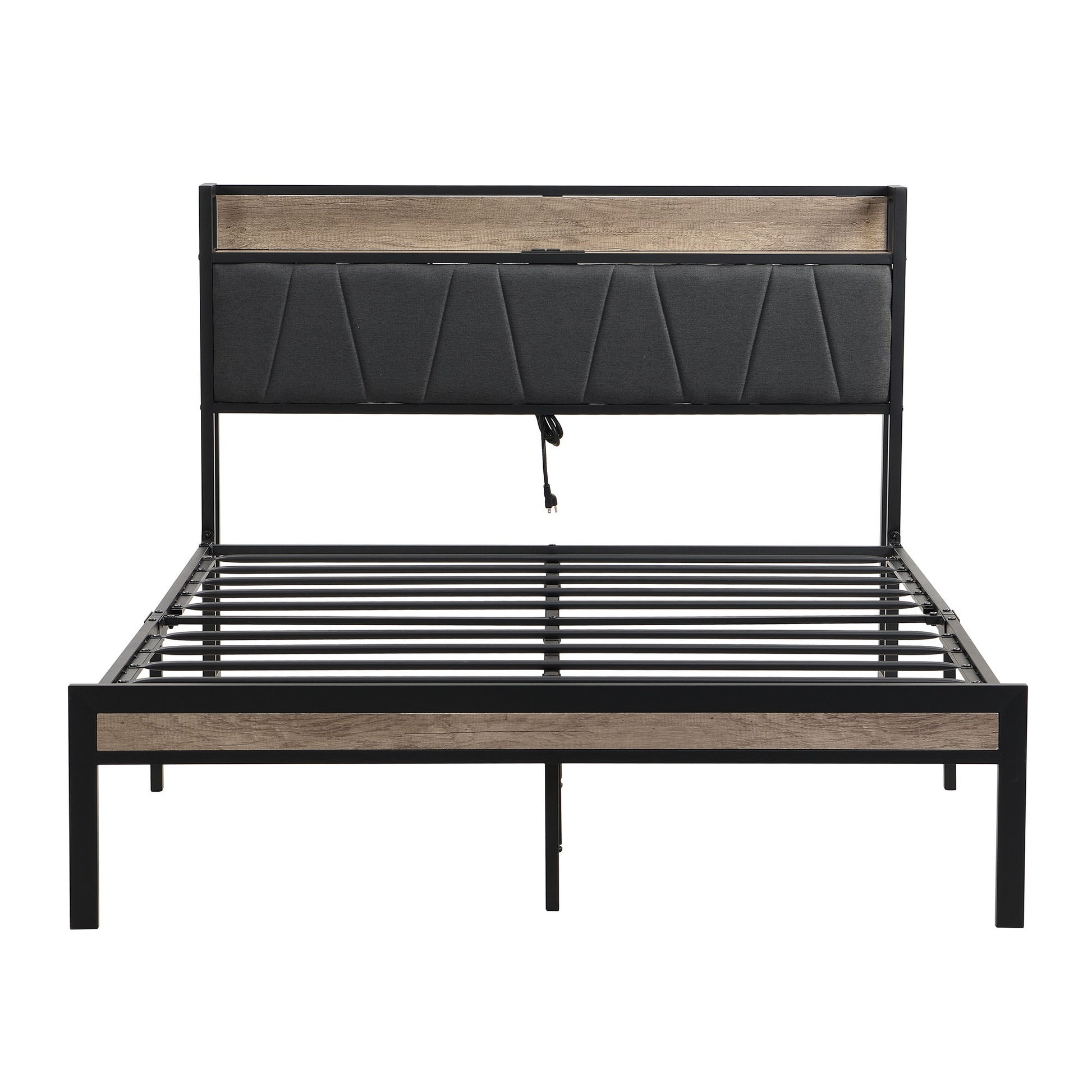 Modern Bed Frame With LED Lights, Upholstered Headboard, USB Charging - The Sleep Loft - Online Mattress Showroom NYC