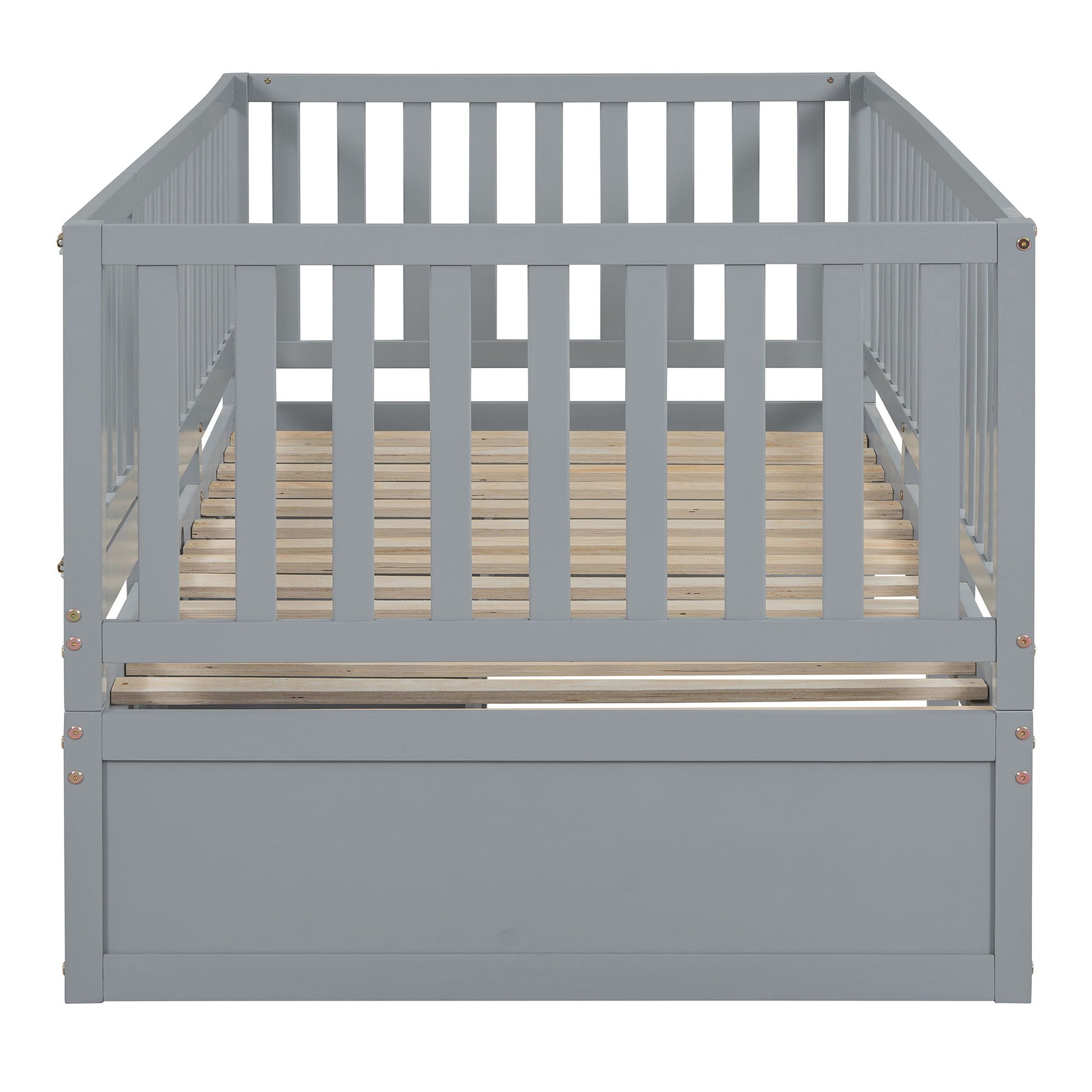 Daybed With Fence Guardrails And 2 Drawers, Split Into Independent Floor Bed & Daybed - The Sleep Loft - Online Mattress Showroom NYC