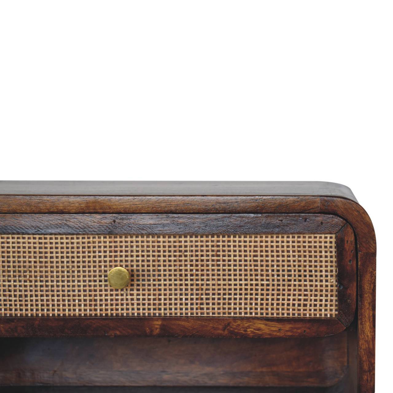 Wall Mounted Open Woven Bedside Table - Chestnut - The Sleep Loft - Online Mattress Showroom NYC