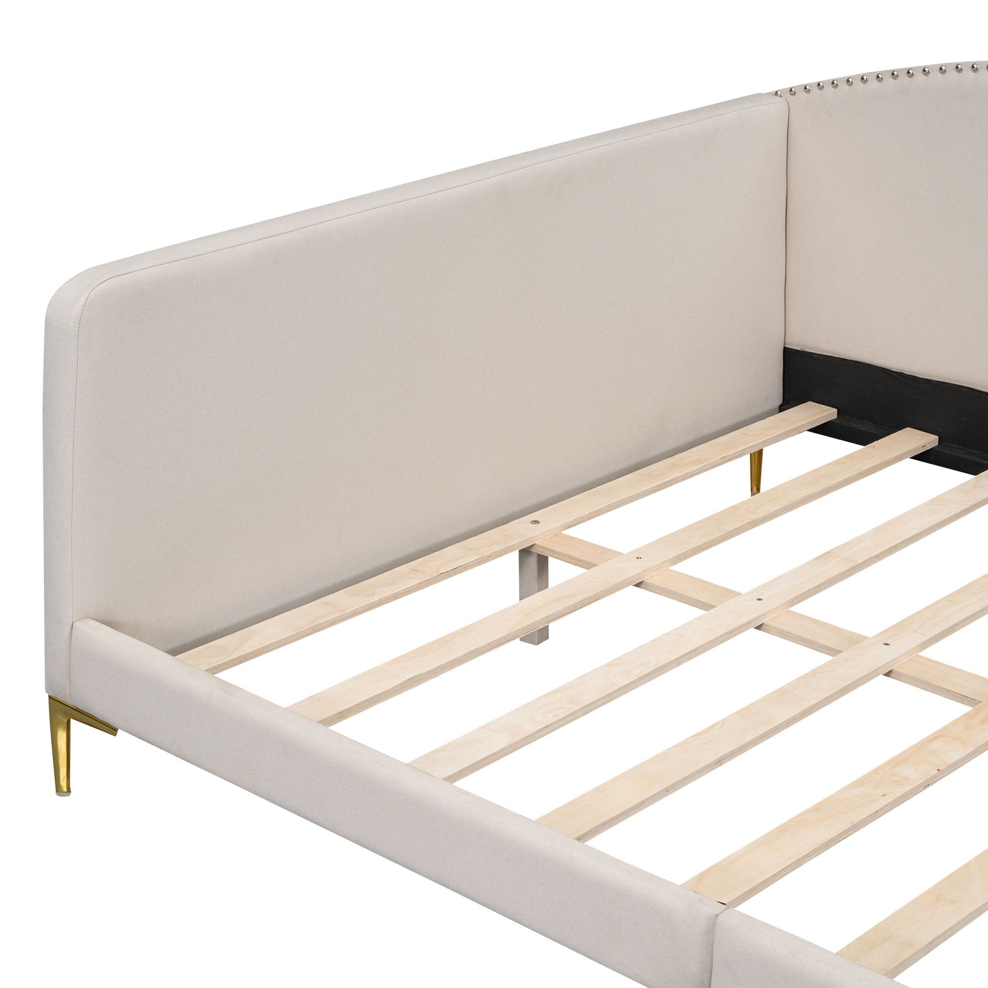 Upholstered Daybed With Headboard And Armrest, Support Legs - The Sleep Loft - Online Mattress Showroom NYC