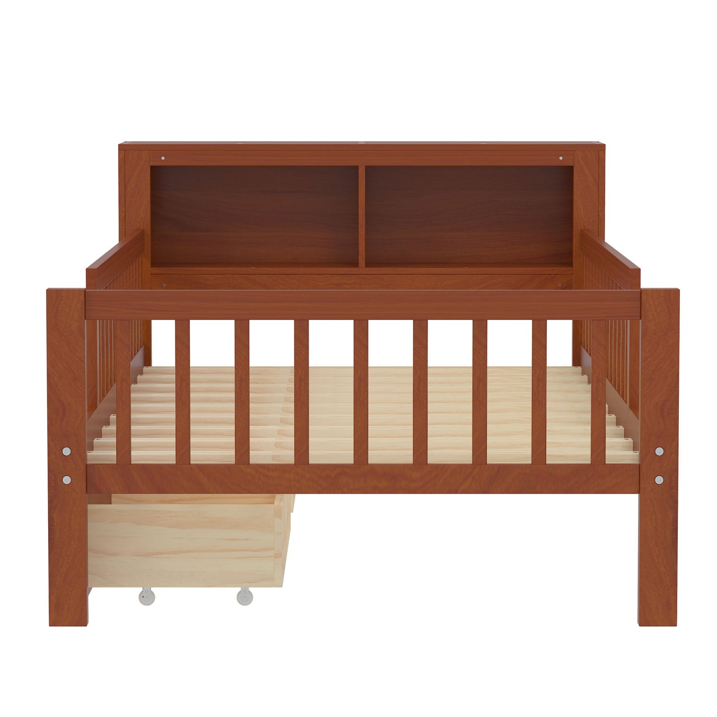 Bed With Headboard Storage Rack, 2 Under Bed Drawers, 3 Side Guardrails For Safety - The Sleep Loft - Online Mattress Showroom NYC