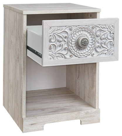 Paxberry - One Drawer Night Stand - Whitewash - The Sleep Loft - Online Mattress Showroom NYC