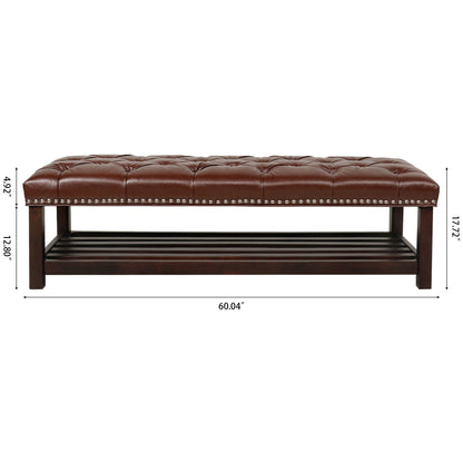 Bedroom End Of Bed Bench Tufted Upholstered End Of Bed Bench End Of Bed Entrance Shoe Bench With Nailhead Trim And Shelf Bedroom Upholstered Bench Living Room Shoe Rack Footstool - The Sleep Loft - Online Mattress Showroom NYC