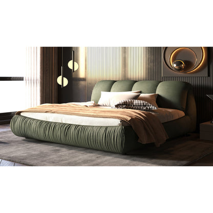 Luxury Upholstered Platform Bed With Oversized Padded Backrest And Solid Wood Frame - The Sleep Loft - Online Mattress Showroom NYC