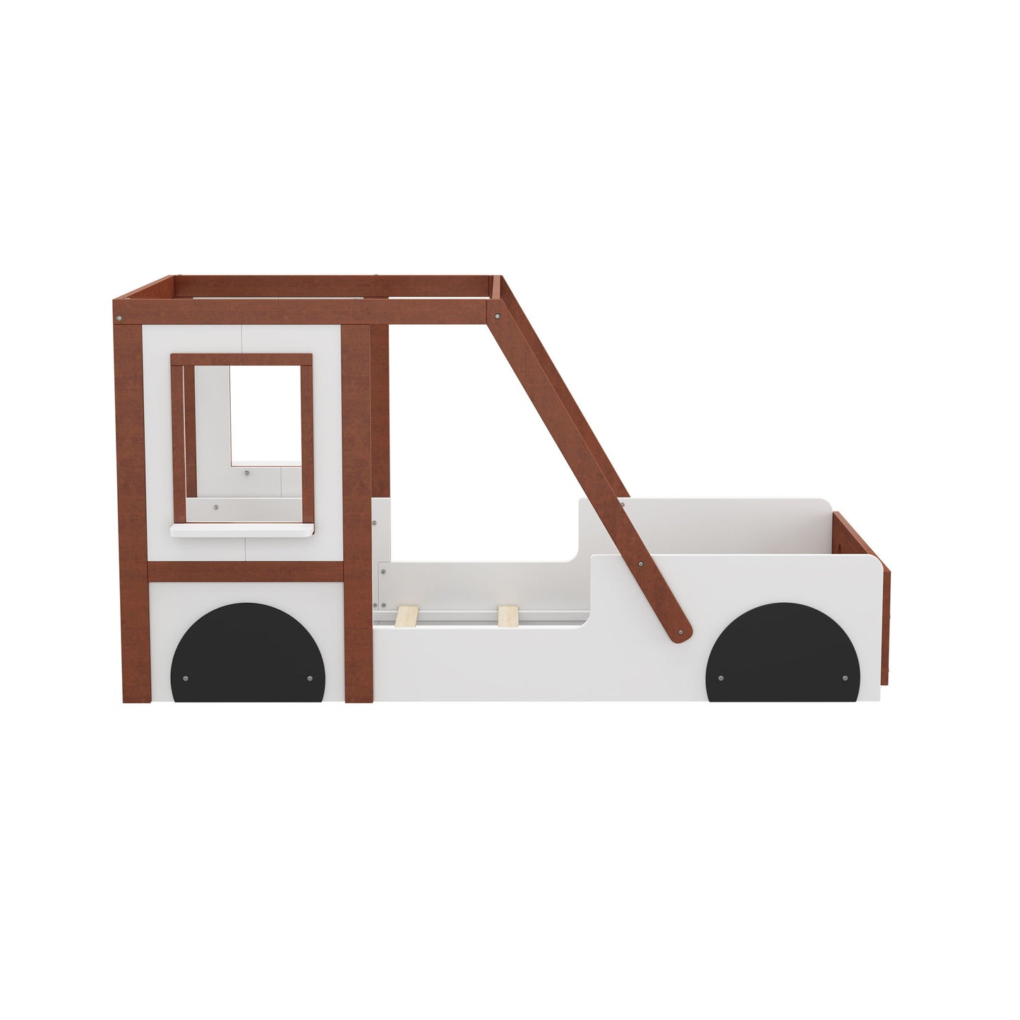 Fun Play Design Twin Size Car Bed, Kids Platform Bed In Car Shaped For Kids Boys Girls Teens - White / Orange - The Sleep Loft - Online Mattress Showroom NYC