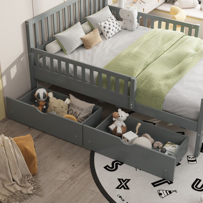 Platform Bed With Guardrails On Both Sides And 2 Storage Drawers - The Sleep Loft - Online Mattress Showroom NYC