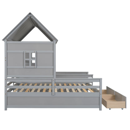 House Platform Beds With 2 Drawers, Side By Side Design - The Sleep Loft - Online Mattress Showroom NYC