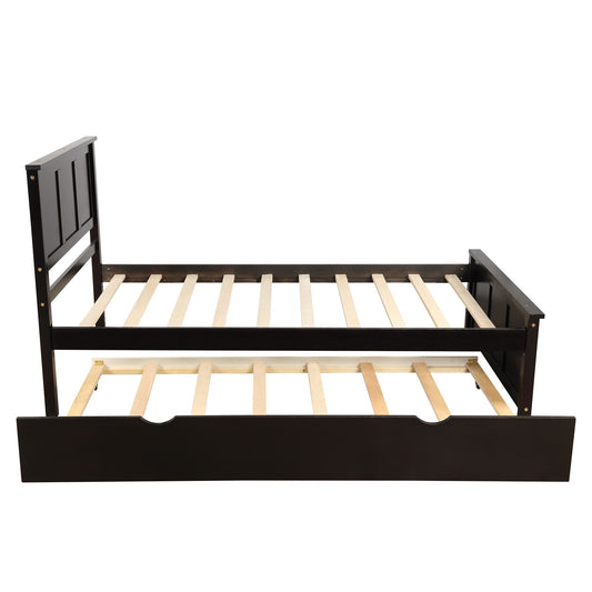 Platform Bed With Twin Trundle, Twin Size - Espresso - The Sleep Loft - Online Mattress Showroom NYC