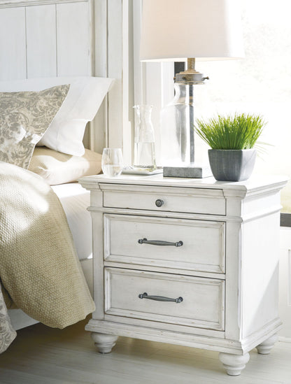 Kanwyn - Three Drawer Night Stand - Whitewash - The Sleep Loft - Online Mattress Showroom NYC