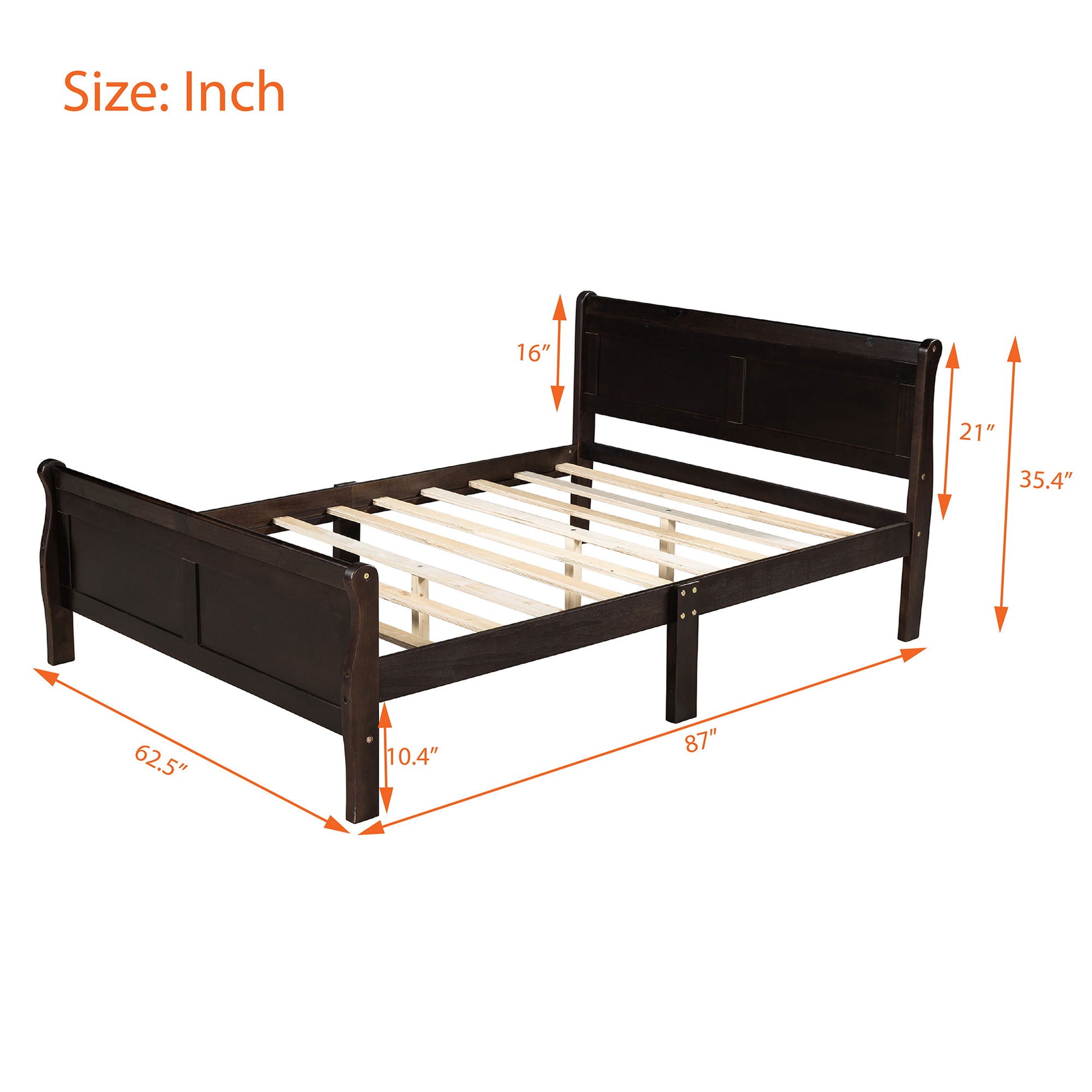 Platform Bed Frame Mattress Foundation Sleigh Bed With Headboard / Footboard / Wood Slat Suppor - The Sleep Loft - Online Mattress Showroom NYC