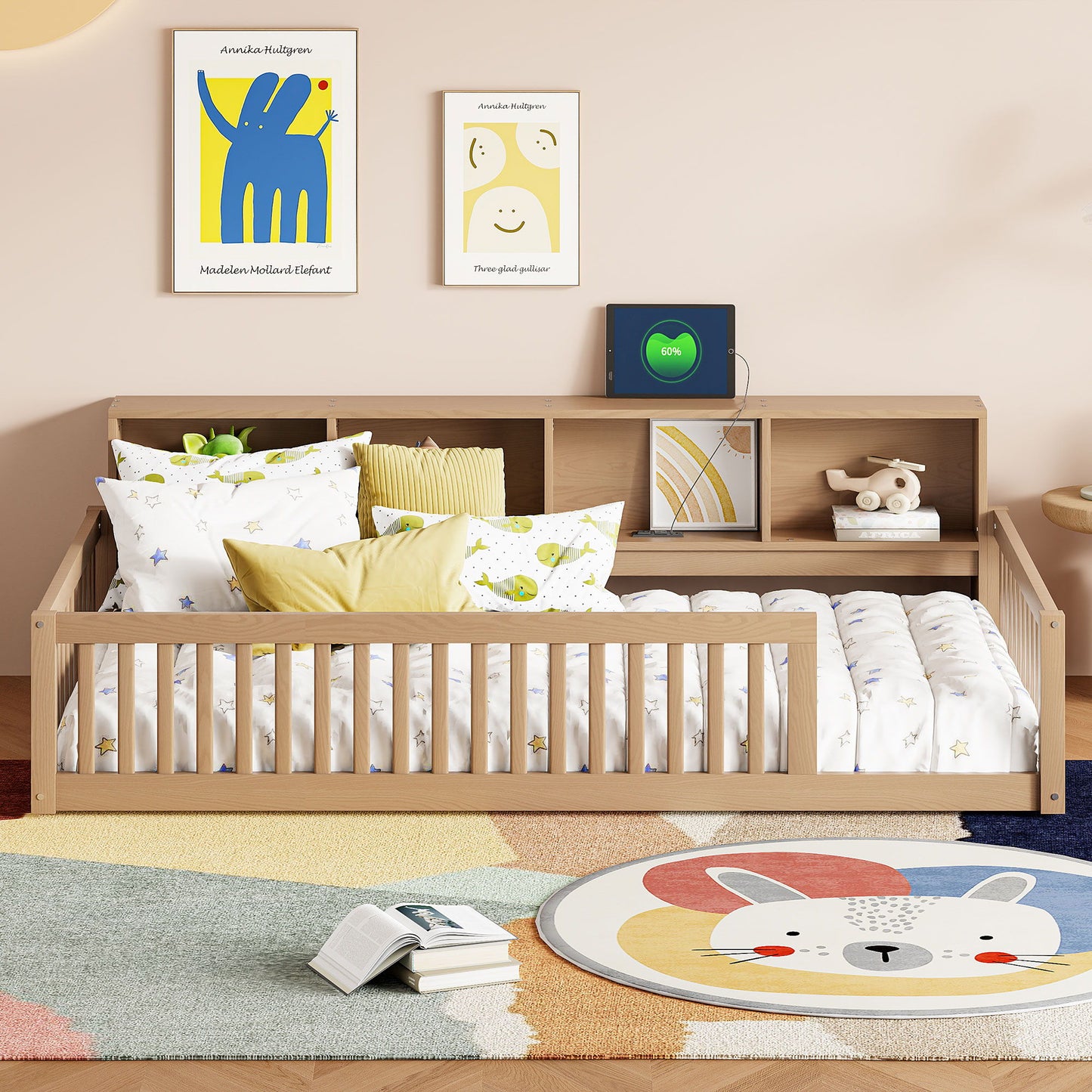 Floor Bed With Storage Cabinets And USB Ports - The Sleep Loft - Online Mattress Showroom NYC