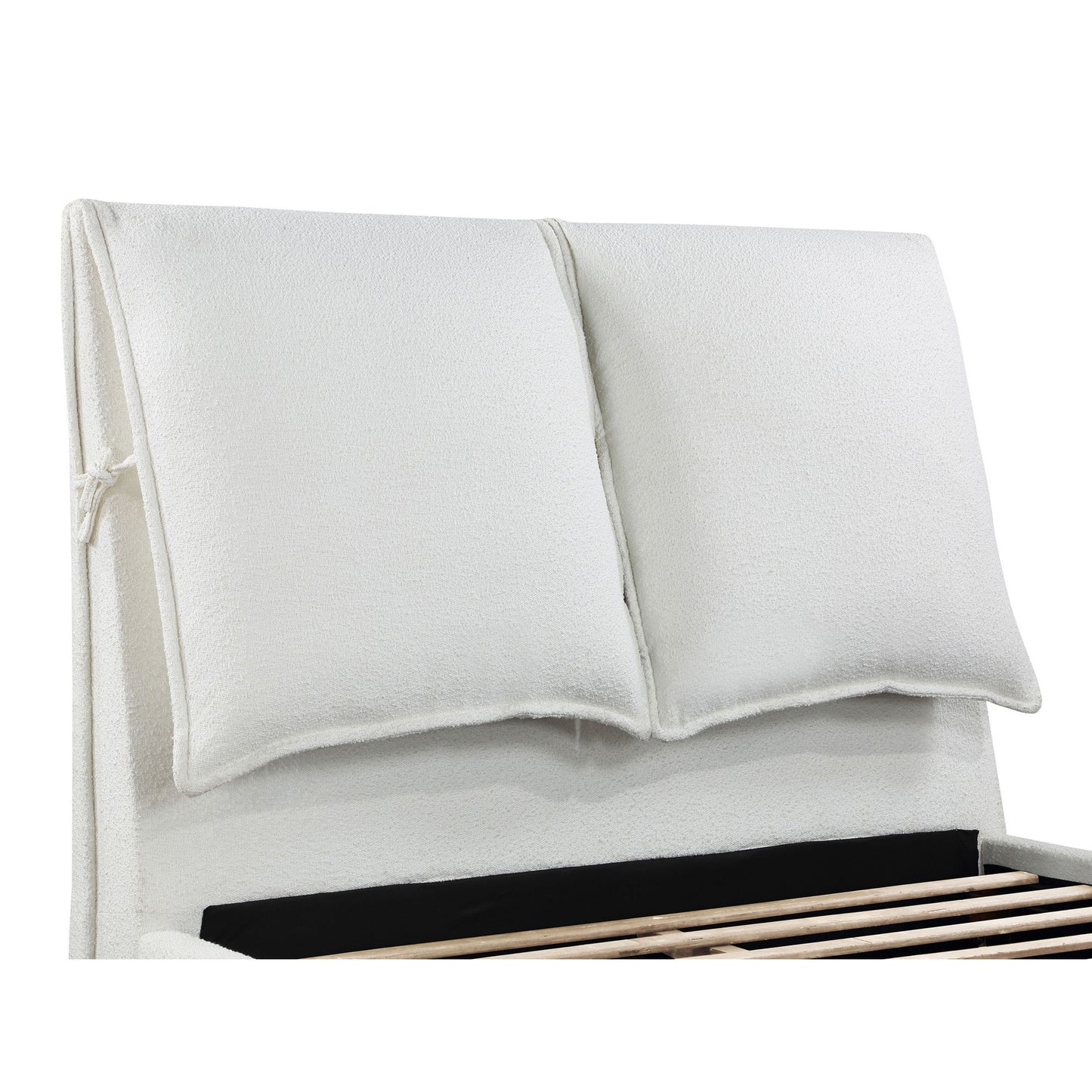 Corwyn - Queen Upholstered Panel Bed With Headboard Pillows - White - The Sleep Loft - Online Mattress Showroom NYC
