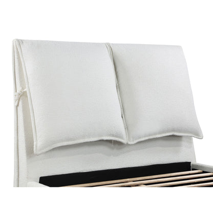 Corwyn - Queen Upholstered Panel Bed With Headboard Pillows - White - The Sleep Loft - Online Mattress Showroom NYC