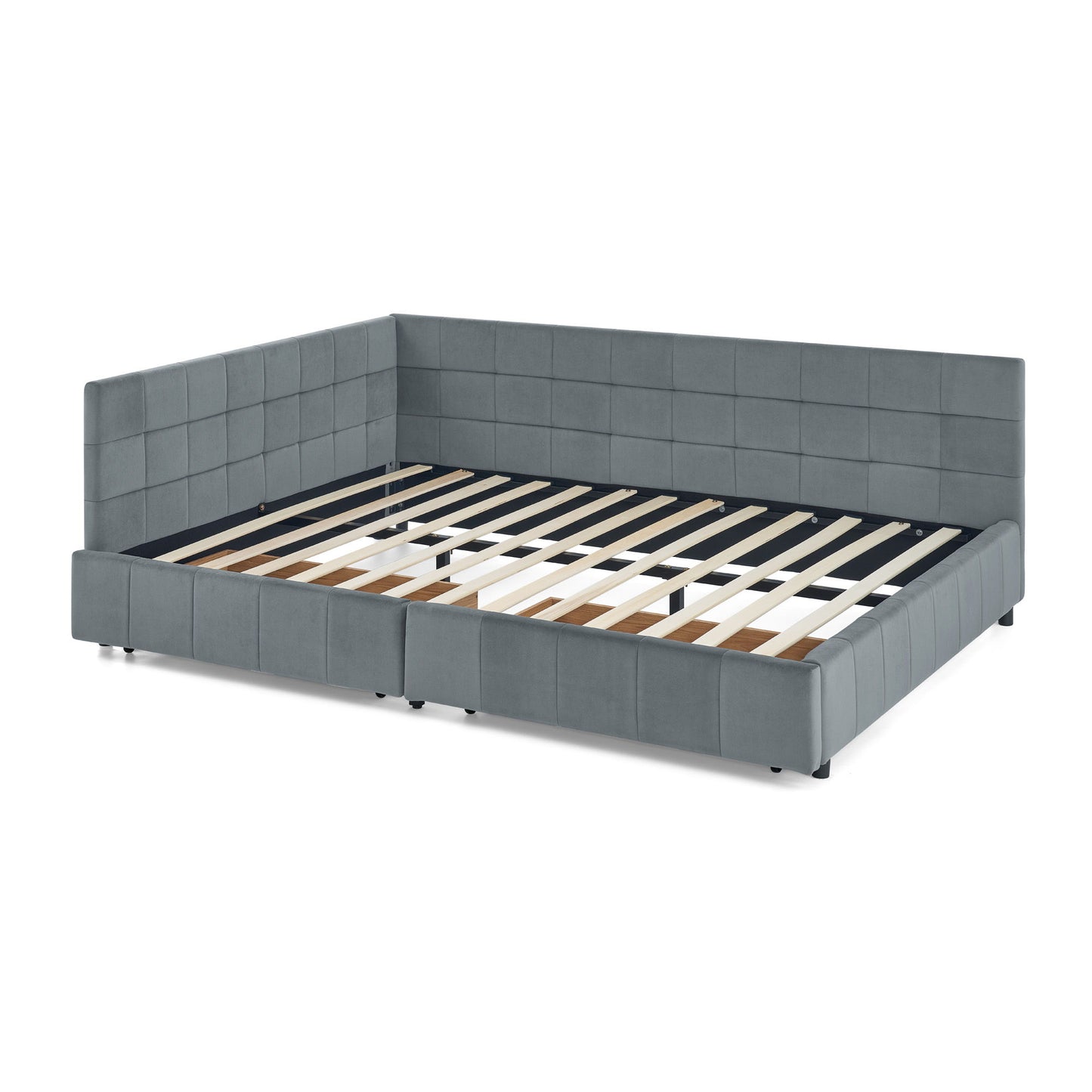 Mid-Century Storage Upholstered Tufted Bed Frame With Backrest And Armrests - The Sleep Loft - Online Mattress Showroom NYC