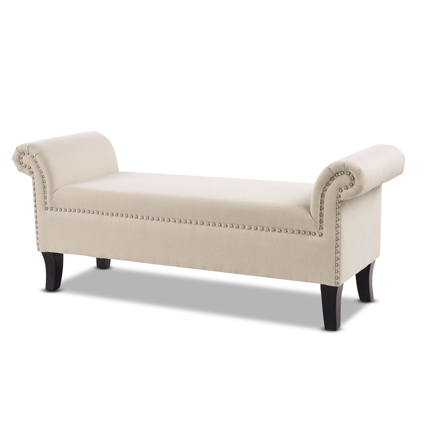 Kathy - Roll Arm Entryway Accent Bench - Sky Neutral Beige - The Sleep Loft - Online Mattress Showroom NYC