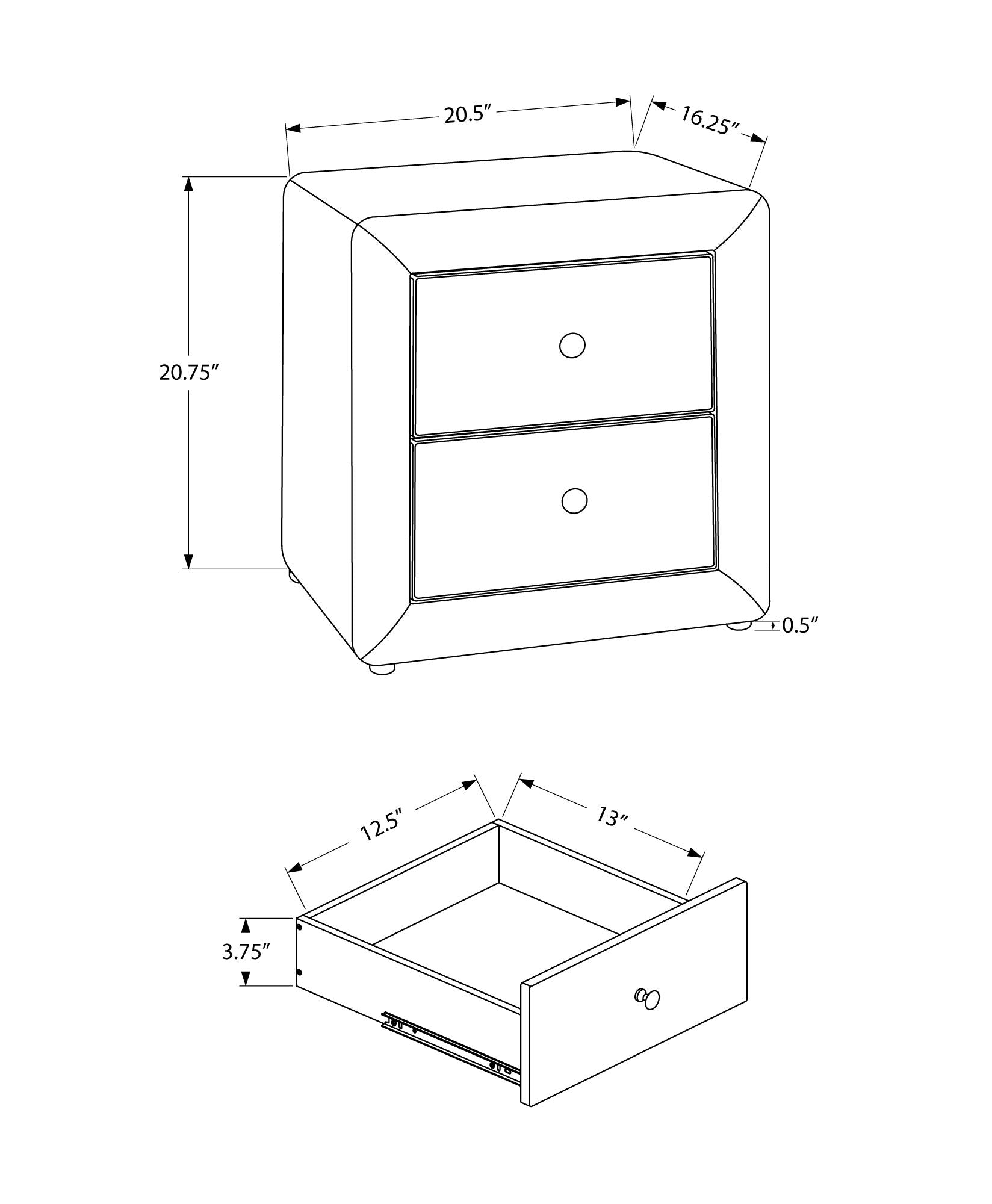 Nightstand, Storage Drawer Versatile Use, Upholstered, Transitional - The Sleep Loft - Online Mattress Showroom NYC