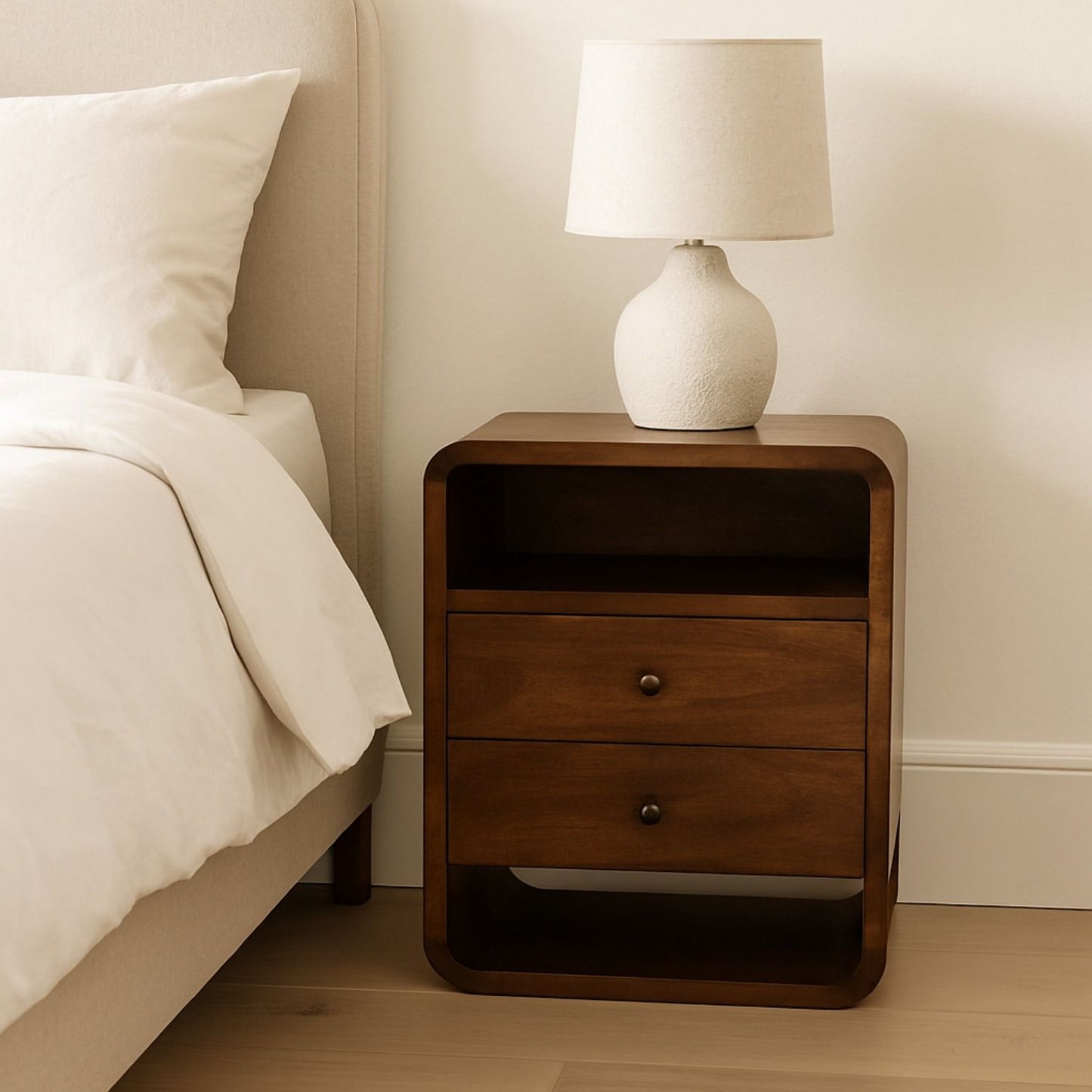 Curve Drawer Nightstand - The Sleep Loft - Online Mattress Showroom NYC