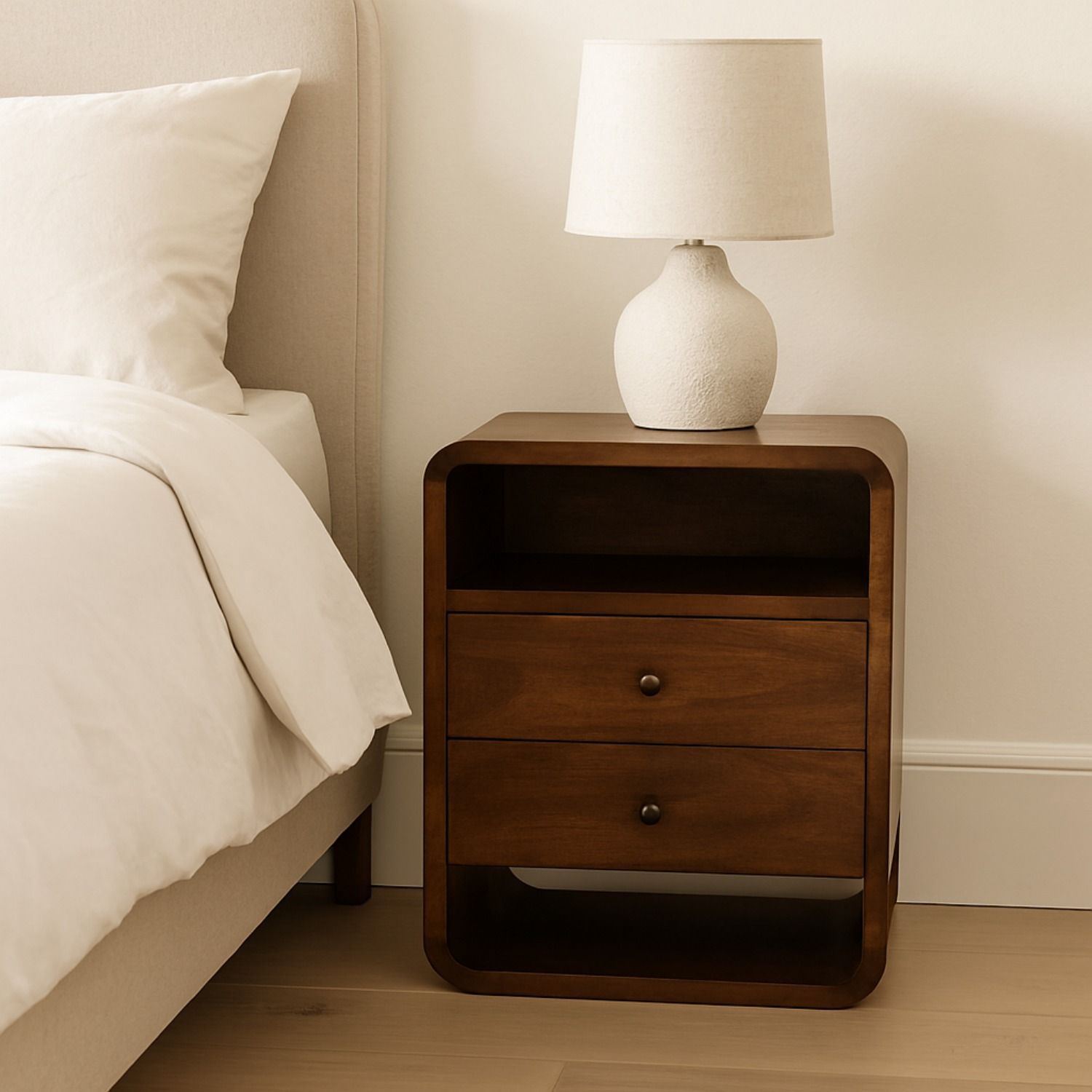 Curve Drawer Nightstand - The Sleep Loft - Online Mattress Showroom NYC