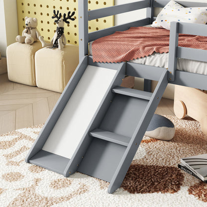 Low Loft House Bed With Slide, Ladder, Safety Guardrails, House Roof Frame - The Sleep Loft - Online Mattress Showroom NYC