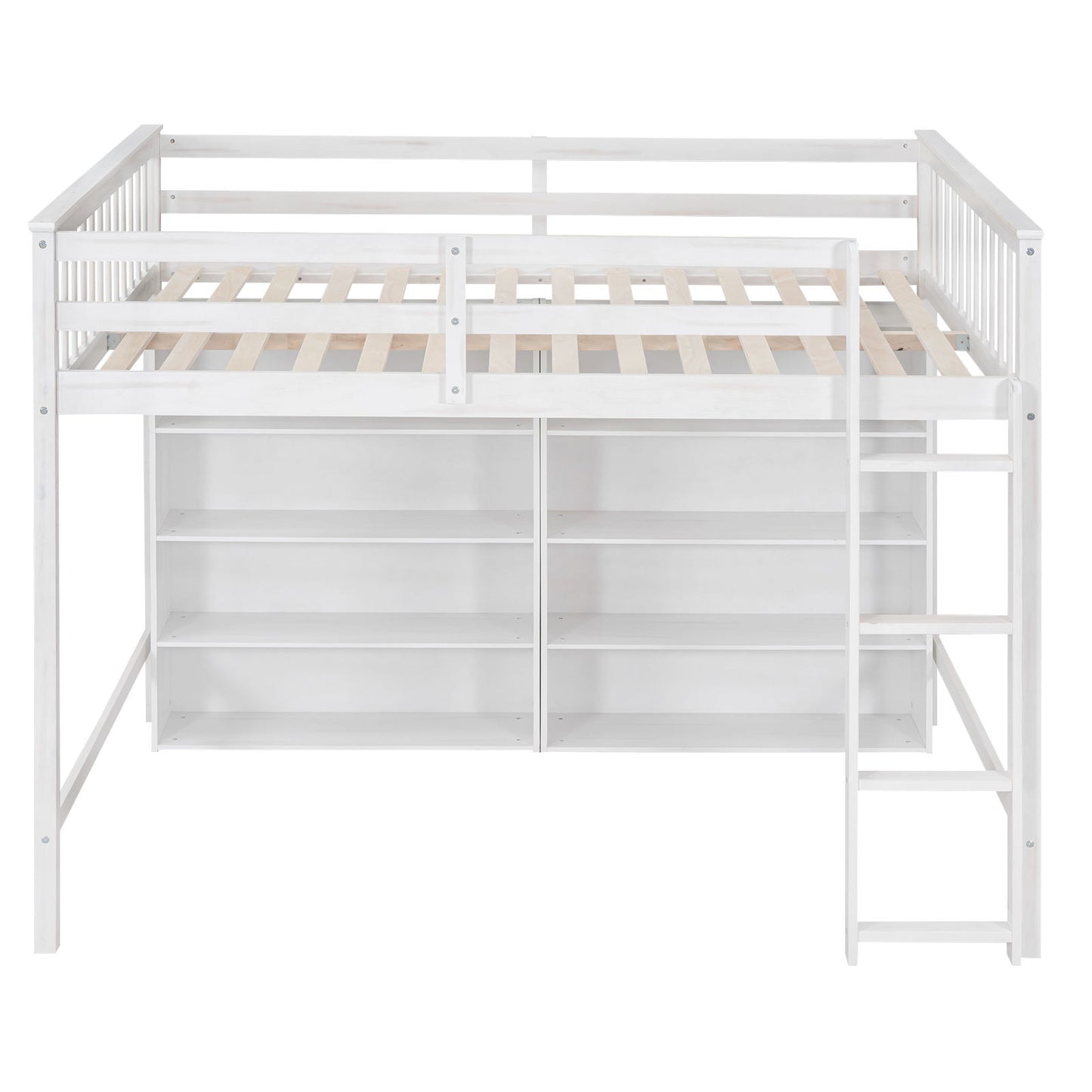 Loft Bed With 8 Open Storage Shelves And Built In Ladder - The Sleep Loft - Online Mattress Showroom NYC