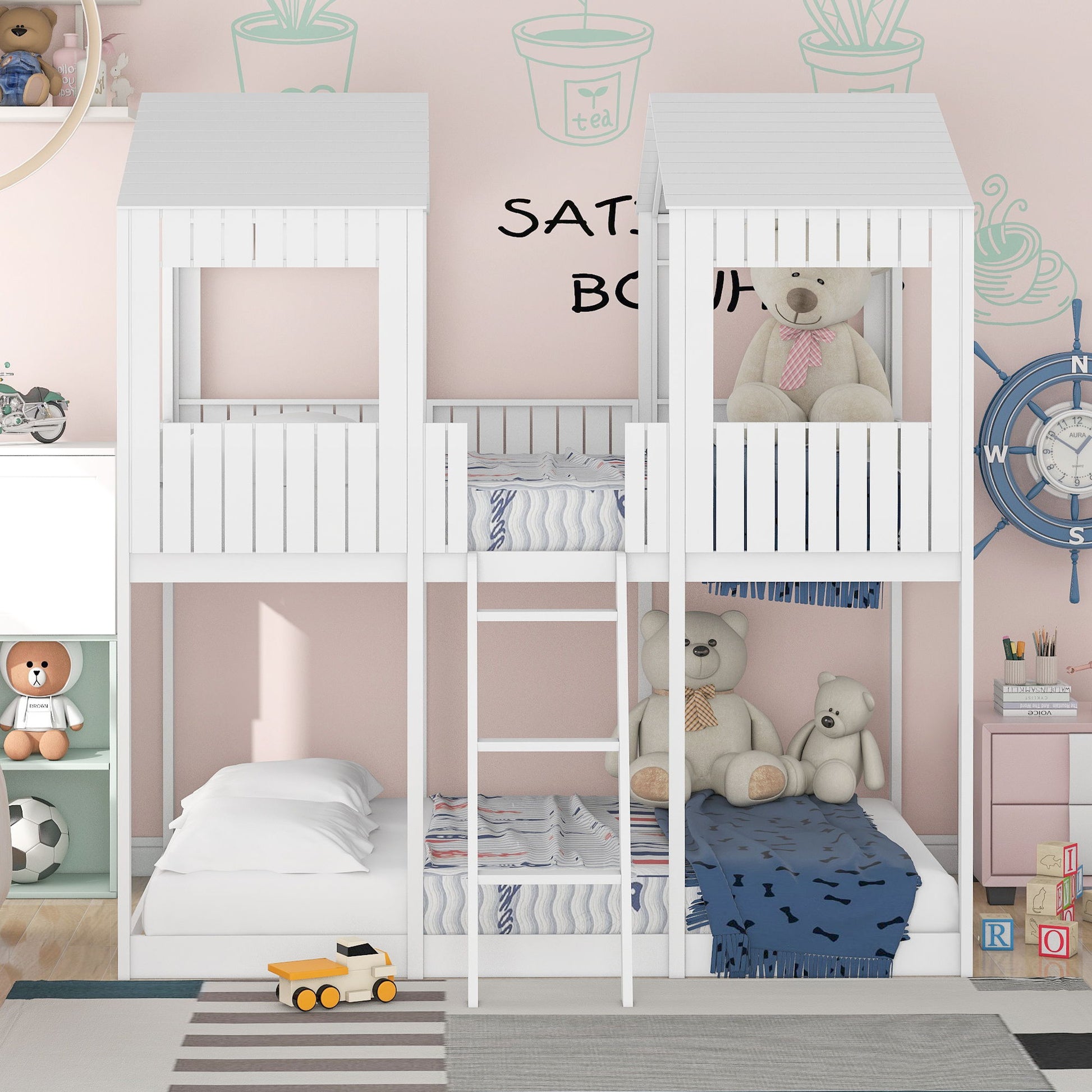 Bunk Bed With Roof, Window, Guardrail, Ladder - The Sleep Loft - Online Mattress Showroom NYC