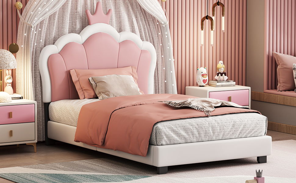 Upholstered Princess Platform Bed With Crown Headboard - The Sleep Loft - Online Mattress Showroom NYC