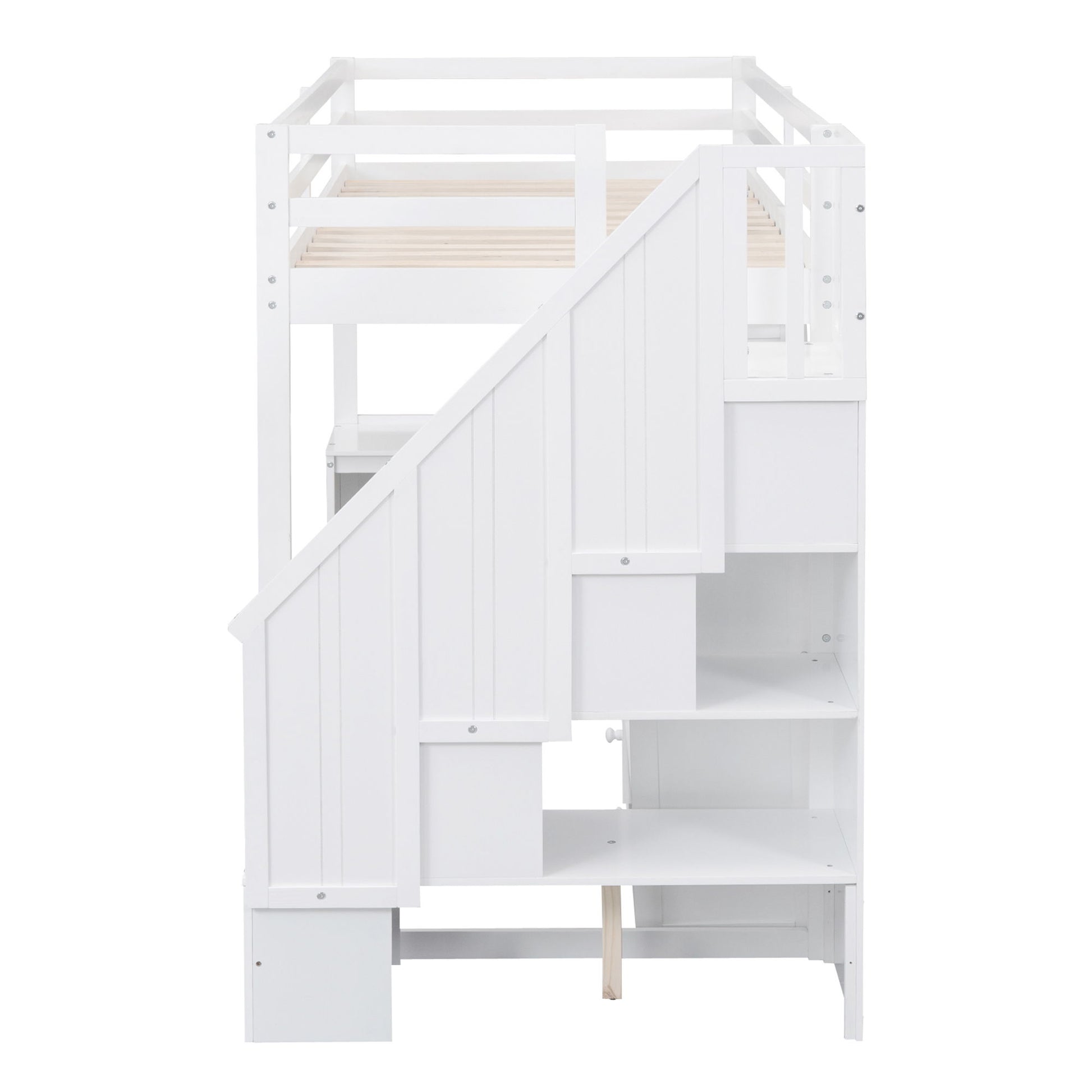 Loft Bed With L Shaped Desk, Drawers, Cabinet, And Storage Staircase - The Sleep Loft - Online Mattress Showroom NYC