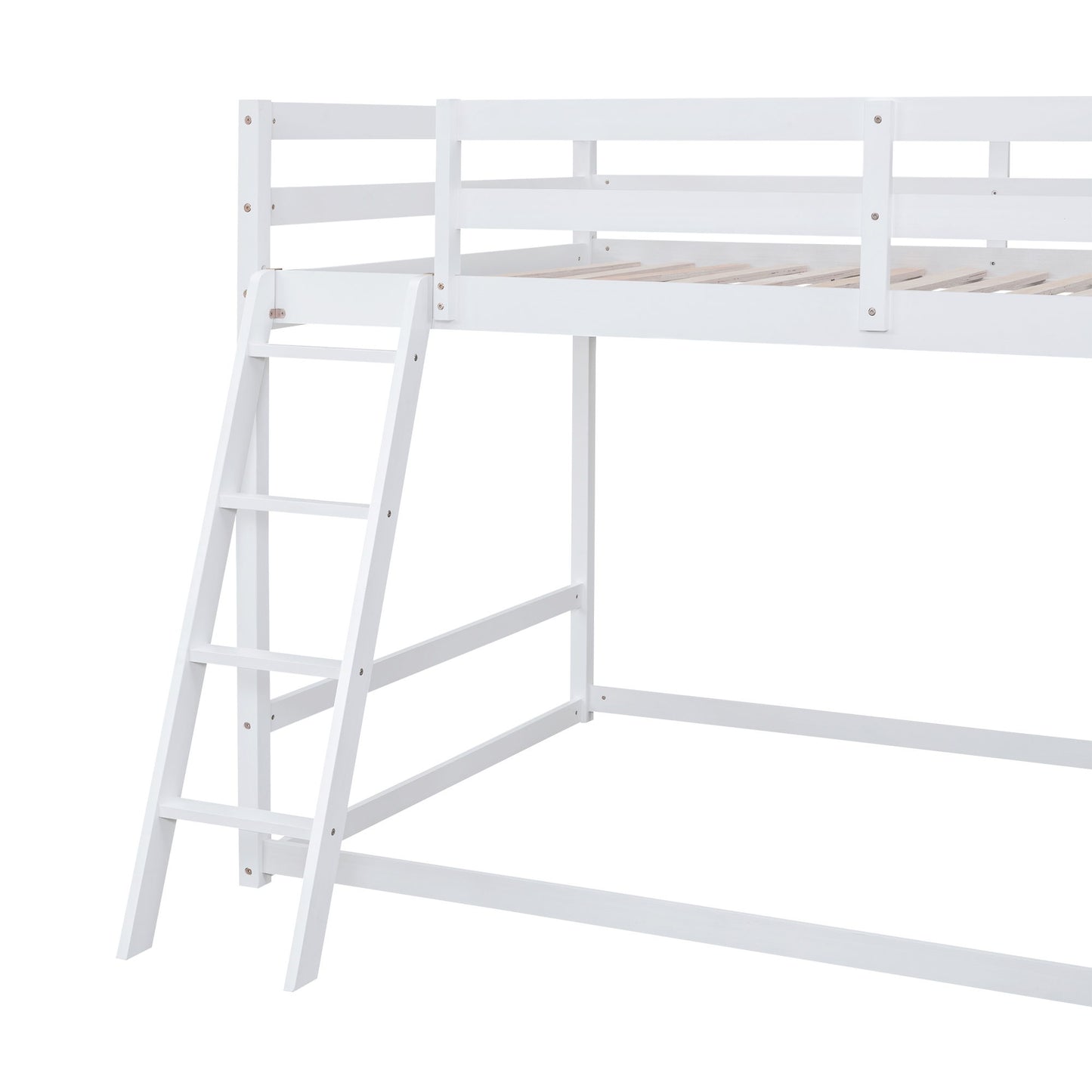 Bunk Bed With Ladder, Slide, And Shelves Pine Wood - The Sleep Loft - Online Mattress Showroom NYC