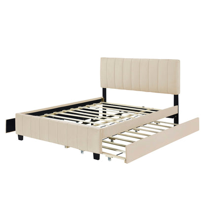 Platform UpholsteredBed With 2 Drawers And Twin Long Trundle - The Sleep Loft - Online Mattress Showroom NYC