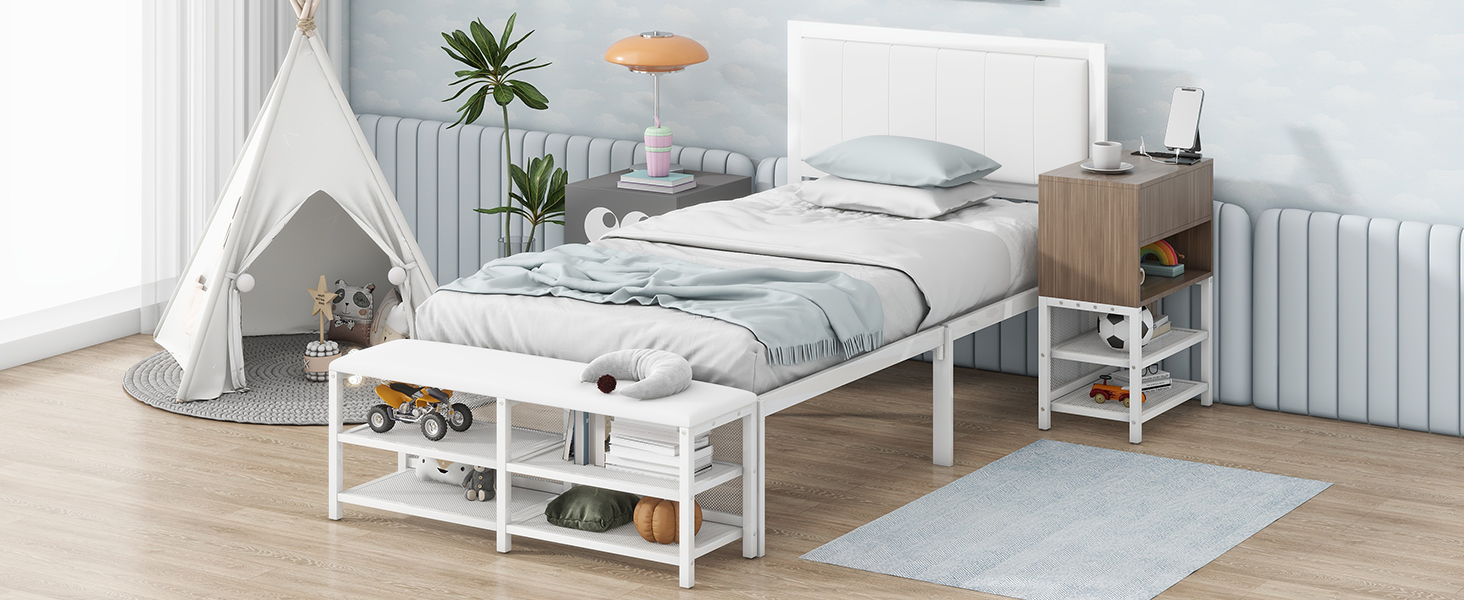 Platform Bed With 2 Tier Storage Shelves, Storage Cabinet - The Sleep Loft - Online Mattress Showroom NYC