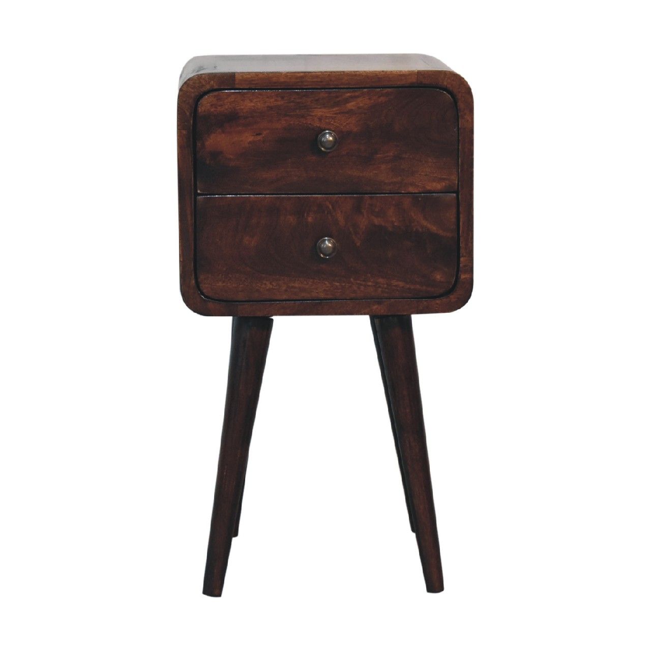 Mini Curved Nightstand - Walnut - The Sleep Loft - Online Mattress Showroom NYC