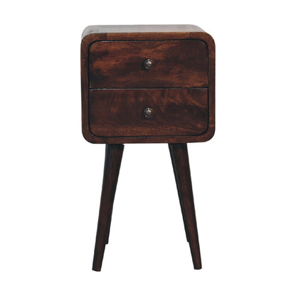 Mini Curved Nightstand - Walnut - The Sleep Loft - Online Mattress Showroom NYC
