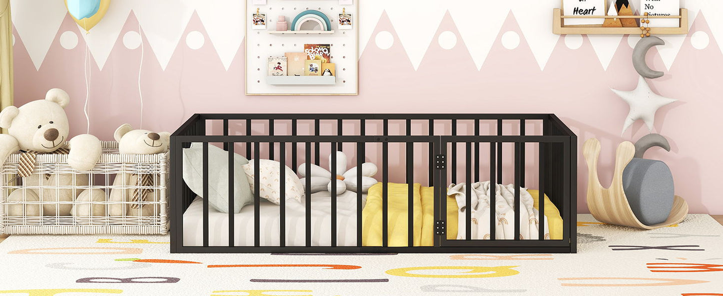 Metal Floor Bed Frame With Fence And Door - The Sleep Loft - Online Mattress Showroom NYC