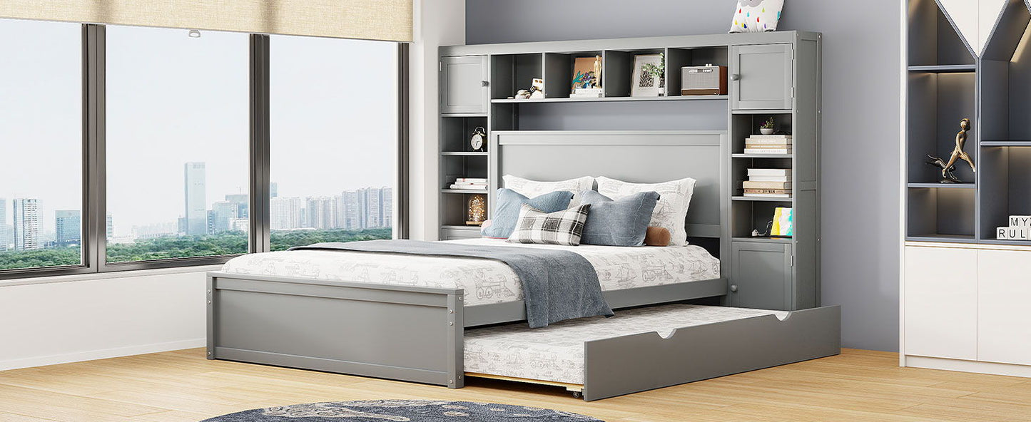 Bed With All In One Cabinet, Shelf And Sockets, Twin Long Trundle - The Sleep Loft - Online Mattress Showroom NYC