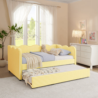 Gingham Daybed With USB Charging Port, Wave-Shaped Design - The Sleep Loft - Online Mattress Showroom NYC
