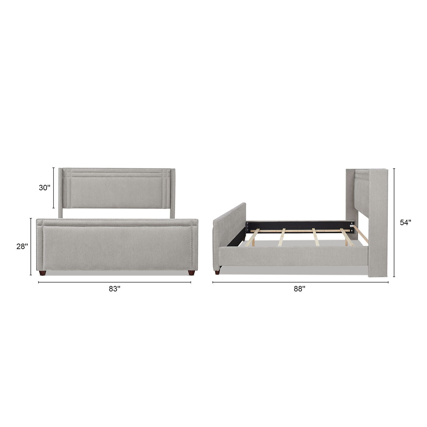 Elle - Wingback Upholstered King Bed - Silver Gray - The Sleep Loft - Online Mattress Showroom NYC