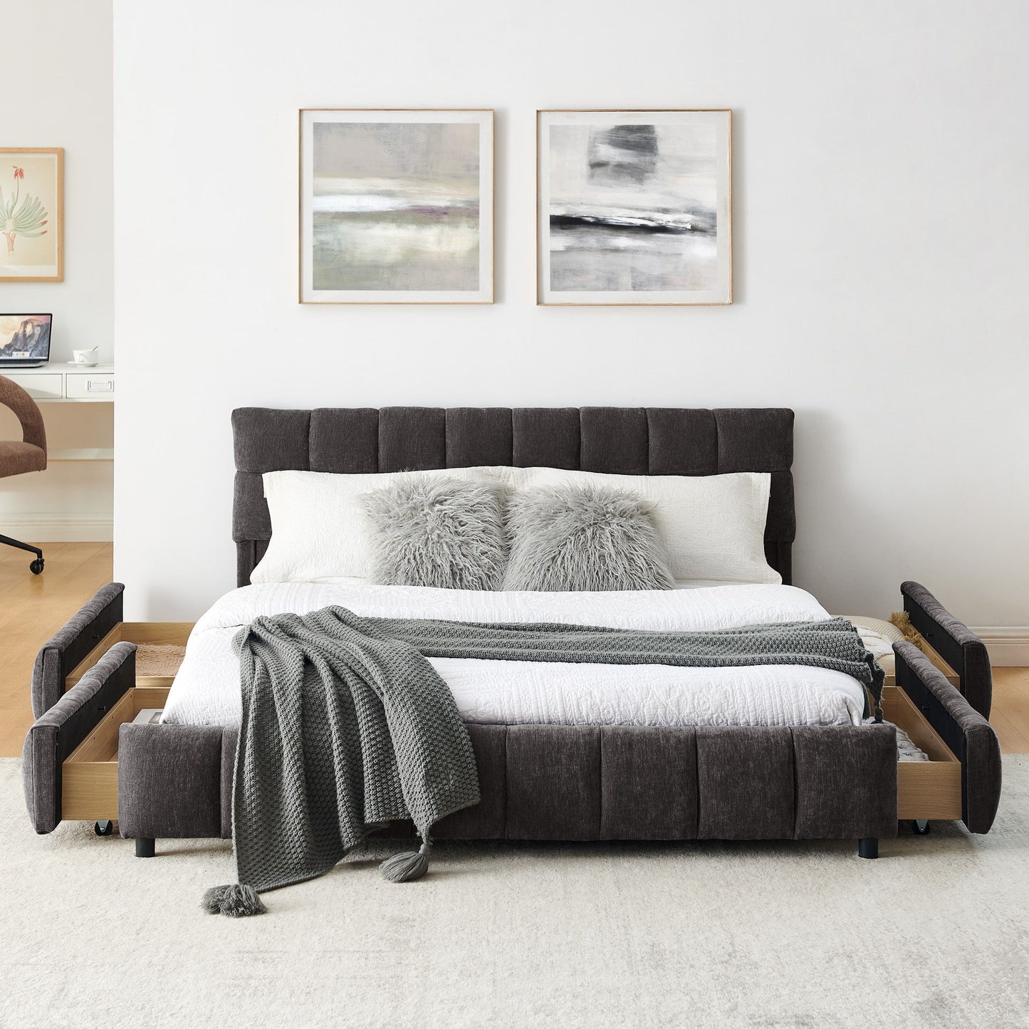 Modern Platform Bed Frame With Thick Fabric - The Sleep Loft - Online Mattress Showroom NYC
