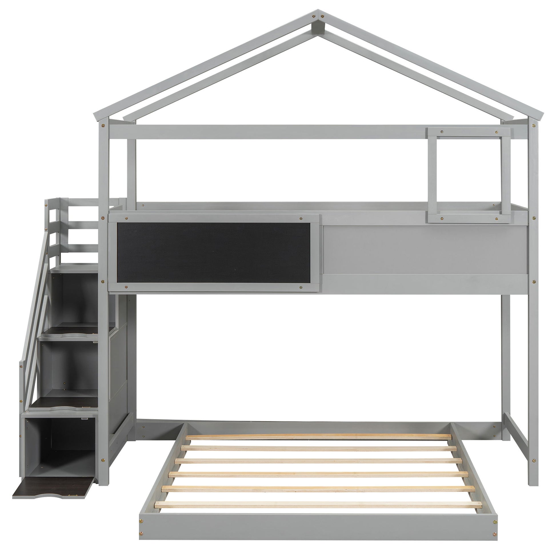 House Style Bunk Bed With Storage Staircase And board - The Sleep Loft - Online Mattress Showroom NYC