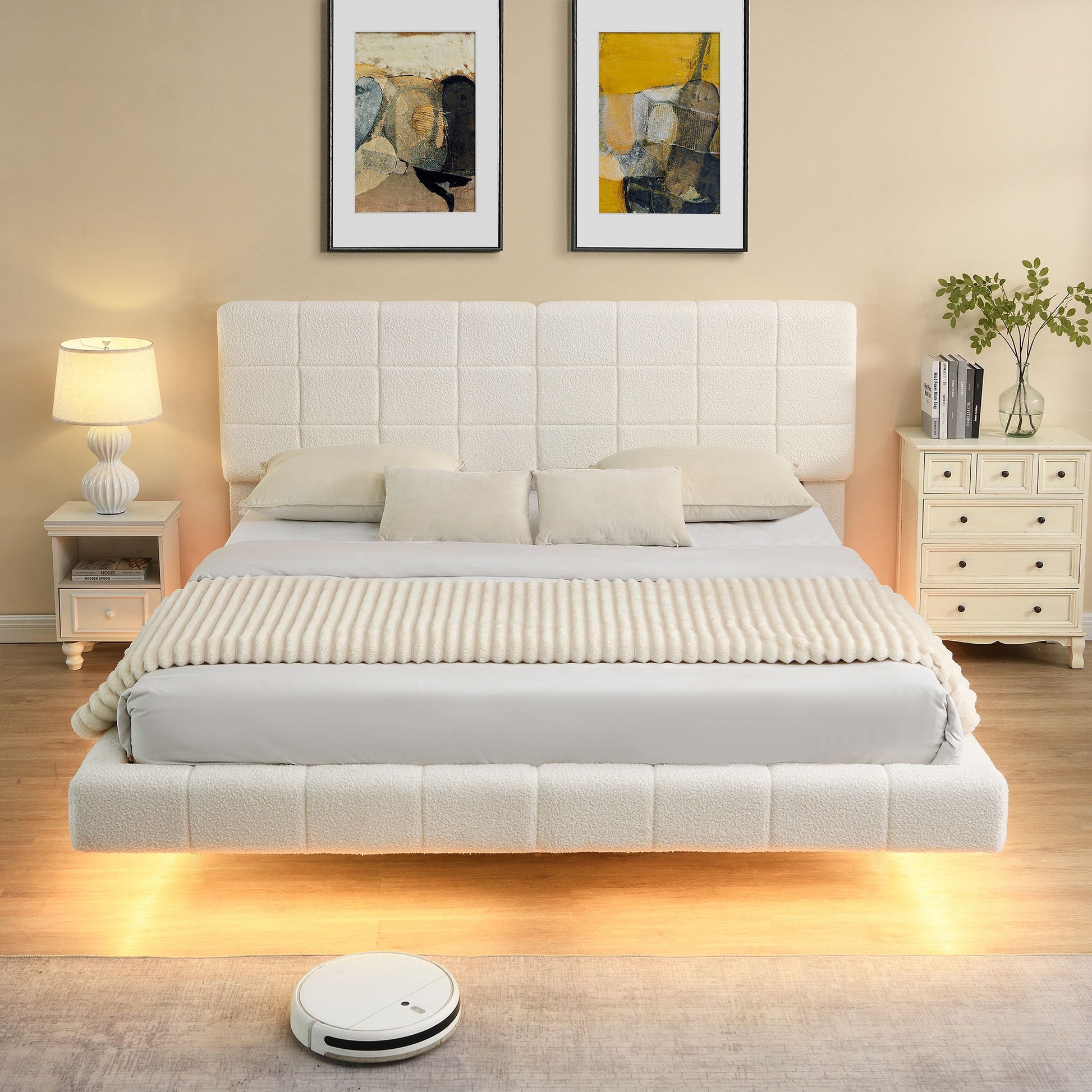 Floating Bed With Light, Soft Touch Surface - The Sleep Loft - Online Mattress Showroom NYC
