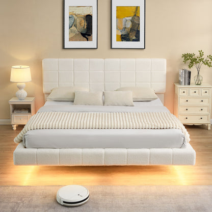 Floating Bed With Light, Soft Touch Surface - The Sleep Loft - Online Mattress Showroom NYC