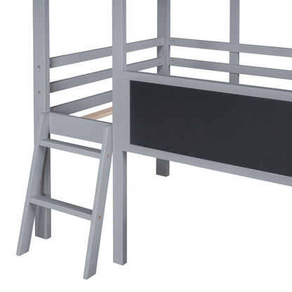 Loft House Bed With Ladder And Slide, With board And Light Strip On The Roof - The Sleep Loft - Online Mattress Showroom NYC