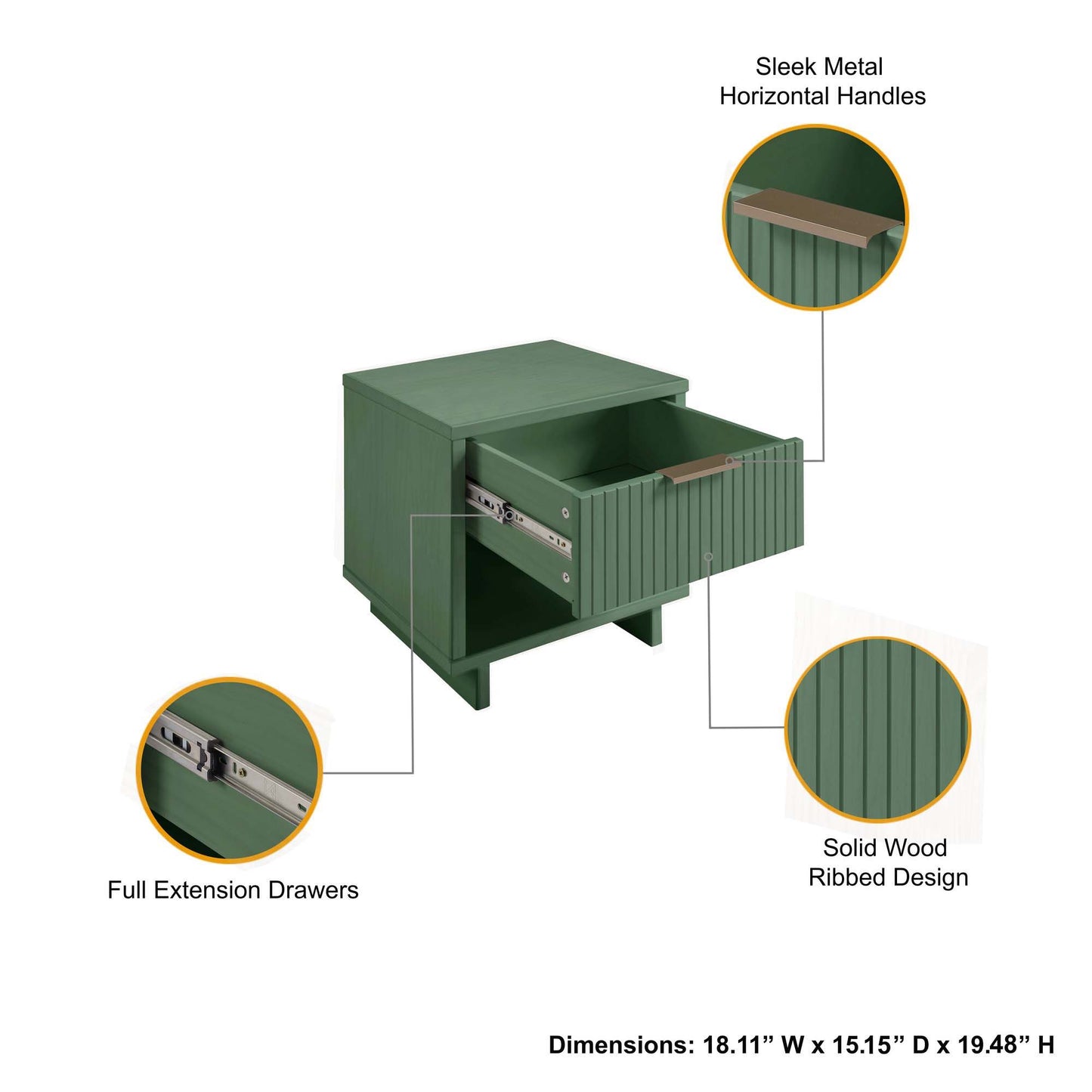 Granville - Nightstand With 1 Drawer - The Sleep Loft - Online Mattress Showroom NYC