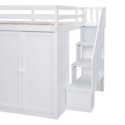 Loft Bed With Built In Wardrobes, Cabinets And Drawers - The Sleep Loft - Online Mattress Showroom NYC